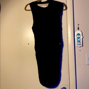 Wayne Navy silk asymmetrical dress